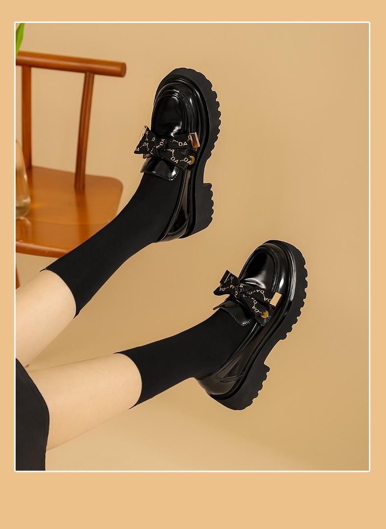 DAPHNE Women's Loafers, Spring And Autumn 2022 Thick-Soled British Style Leather Shoes, Slip-On Flats for Women Summer, Obsidian Black [Two Types of Accessories Available, Can Be Salty Or Sweet] Size 35 11