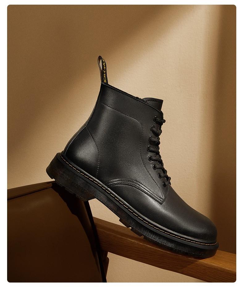 百丽/belle牛皮革男潮酷休闲马丁靴92427dd0黑绒里(8孔)44