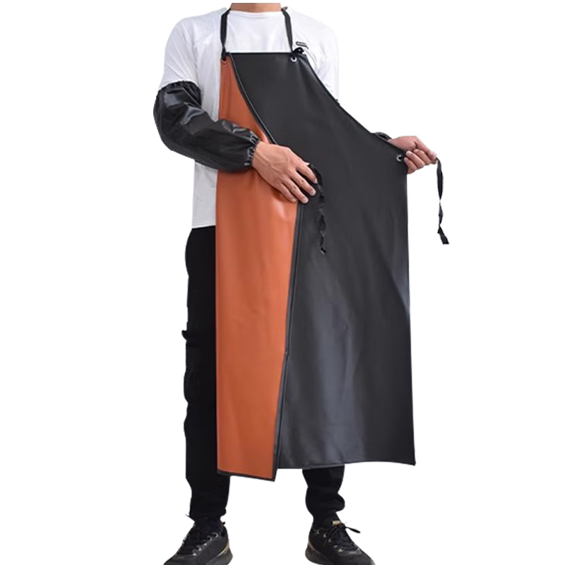 采易乐 防水围裙耐酸碱耐油加长加大加厚pvc水厂双层防油防污无袖围腰