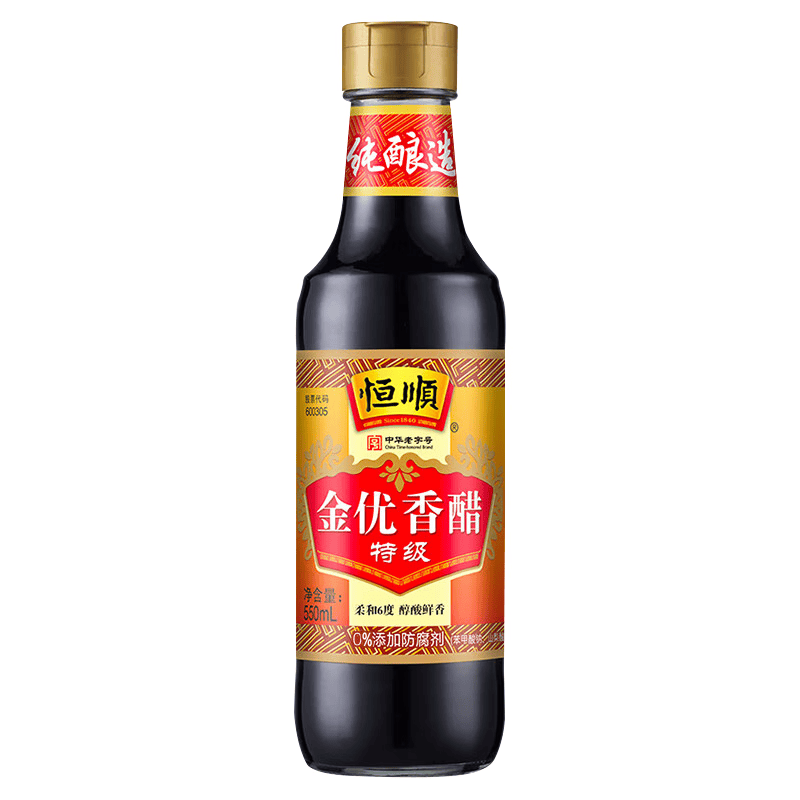 恒顺金优香醋 特级 6度 550ml 糯米酿造 镇江香醋