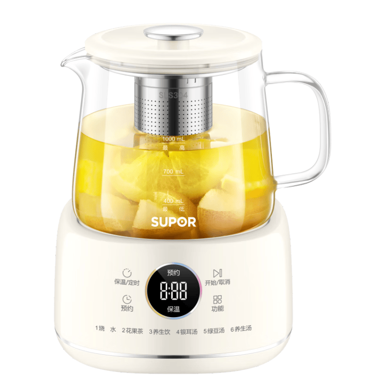 苏泊尔（SUPOR）1L养生杯养生壶煮茶器 办公室家用便携煮茶壶恒温壶保温烧水壶花茶调奶器辅食机 0