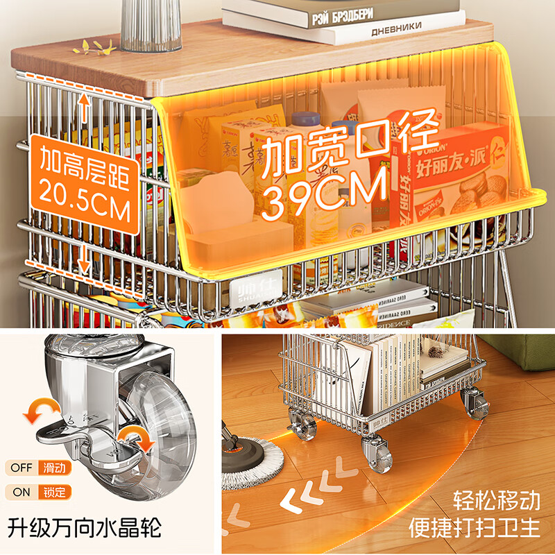帅仕（shuaishi）厨房蔬菜置物架蔬菜收纳架菜篮置物架零食小推车移动置物架落地