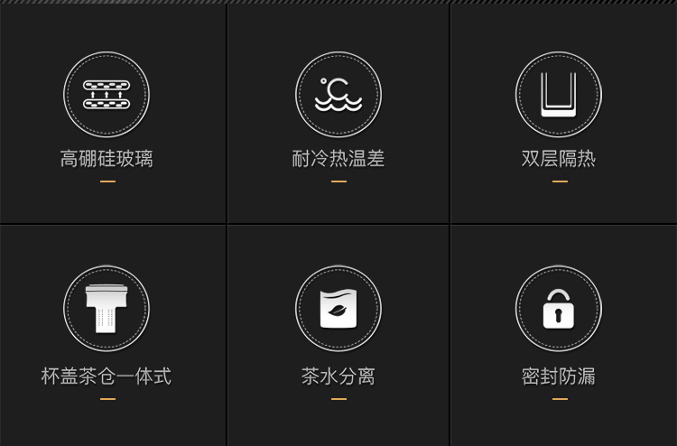绿珠lvzhu 玻璃杯双层230ml 创意便携商务男女士大容量 茶水分离过滤办公泡茶水杯子B682