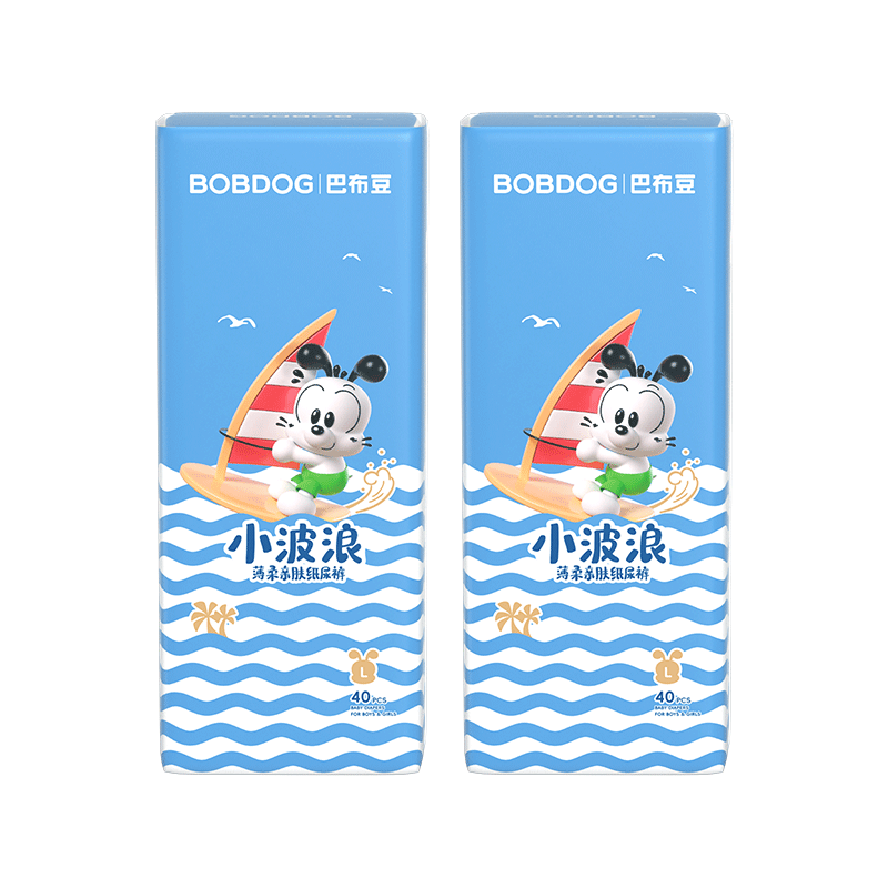 巴布豆（BOBDOG）【未检出甲酰胺】小波浪纸尿裤L80片夏季超薄婴儿尿不湿干爽透气