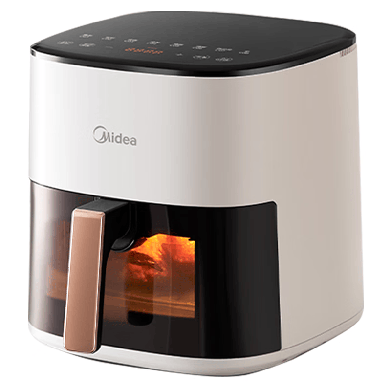 美的（Midea）空气炸锅京东自营AI智能触控 免翻面5.3L大容量家用多功能烘焙 微蒸汽嫩烤实用小