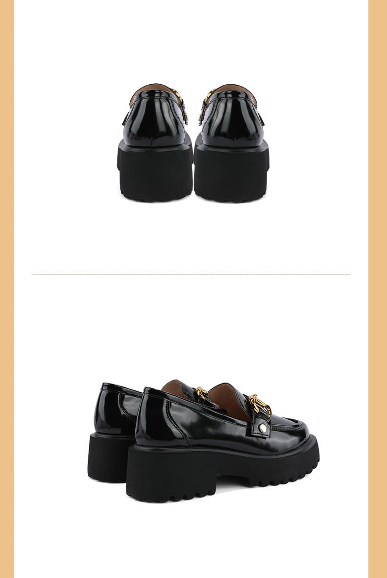 DAPHNE Women's Loafers, Spring And Autumn 2022 Thick-Soled British Style Leather Shoes, Slip-On Flats for Women Summer, Obsidian Black [Two Types of Accessories Available, Can Be Salty Or Sweet] Size 35 12