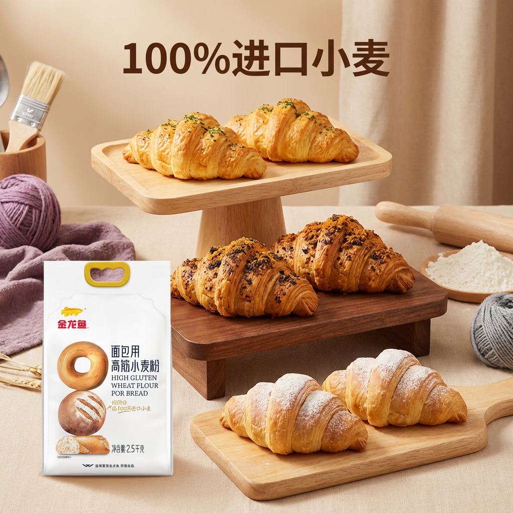 金龙鱼 面包粉 烘焙原料  高筋粉 面包用小麦粉5斤 100%进口小麦