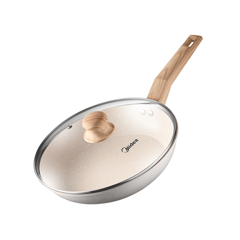 美的（Midea）有钛平底锅不粘锅24cm煎锅炒锅煎蛋煎牛排煎饼电磁炉燃气灶通用