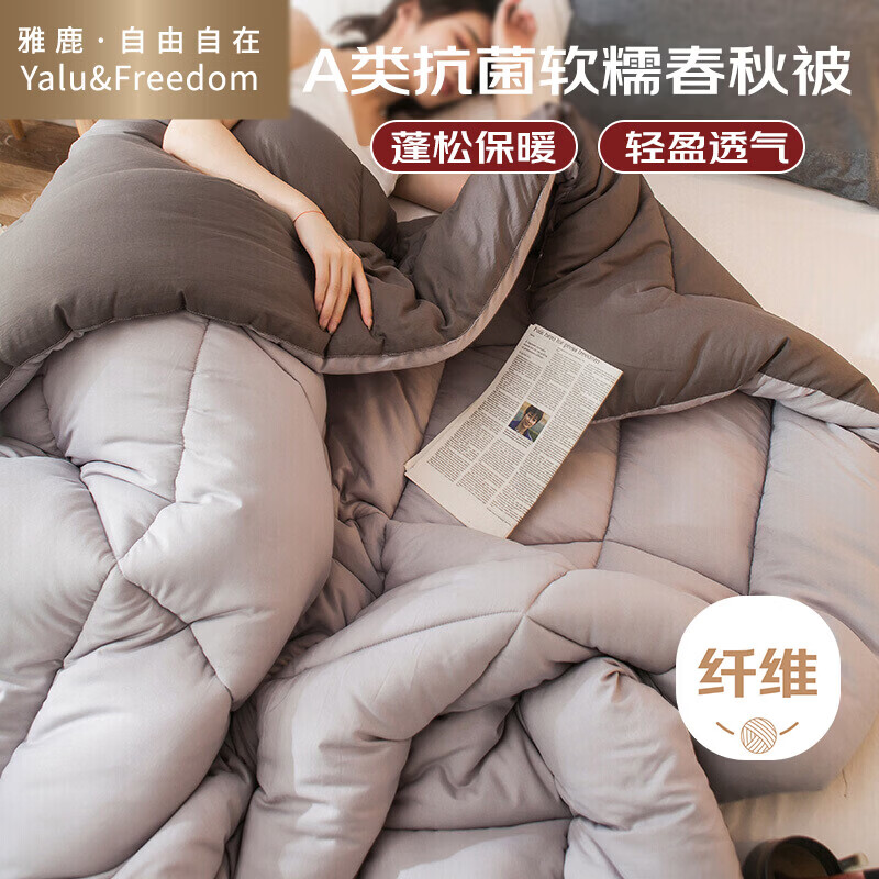 雅鹿·自由自在A类被子秋冬天季棉被芯单人宿舍学生5斤180x220cm 古典灰