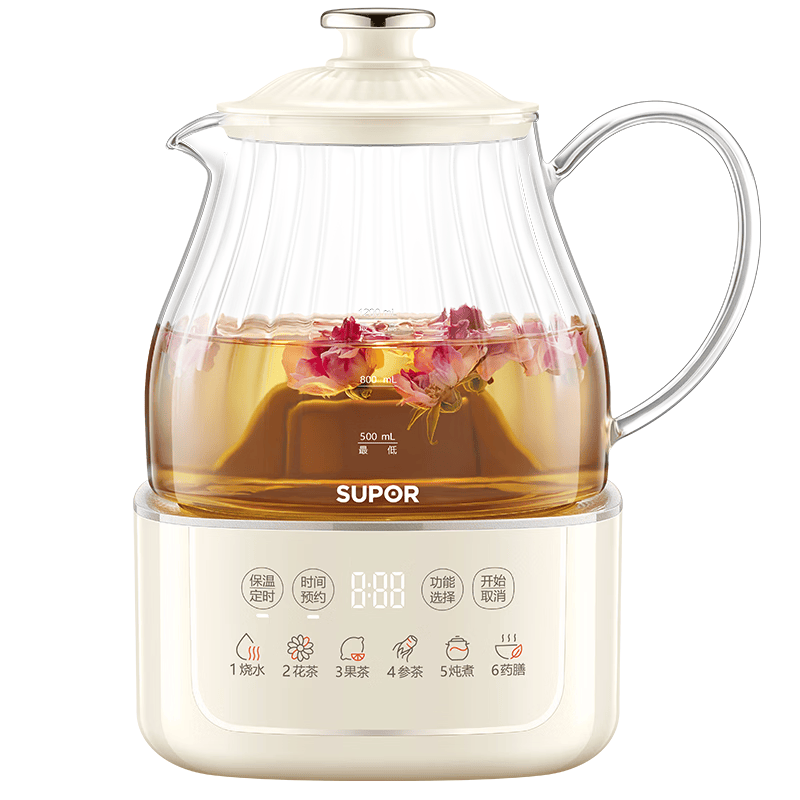 苏泊尔（SUPOR）养生壶 全玻璃0胶水 烧水壶煮茶壶 恒温水壶 家用热水壶保温花茶壶调奶器 有钛滤