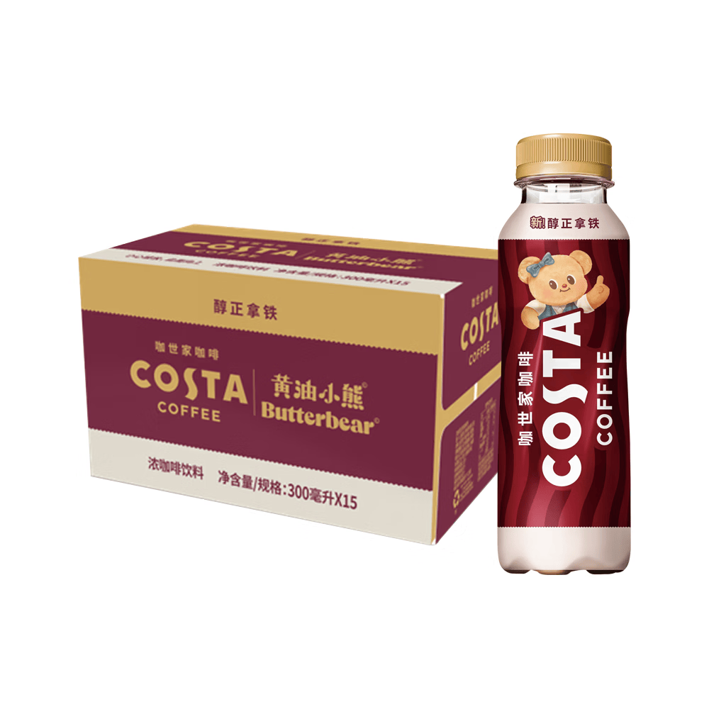 COSTA咖世家咖啡 醇正拿铁 浓咖啡饮料 300mlx15瓶 整箱装