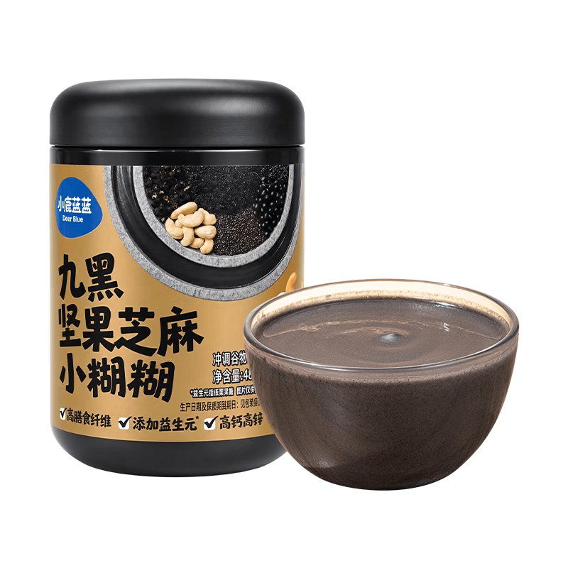小鹿蓝蓝九黑坚果芝麻糊糊480g换新升级儿童宝宝早餐辅食米糊冲饮即食