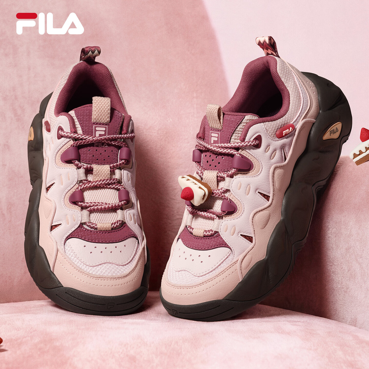 FILA【韩素希同款】慕斯鞋丨斐乐面包老爹鞋26冬女鞋增高厚底休闲鞋