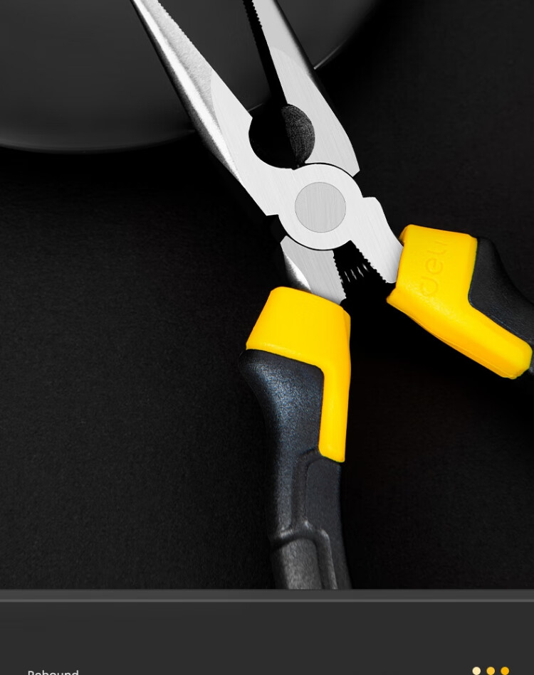 DELIGONGJU Deli Spring-Loaded Needle-Nose Pliers, Yellow, 6", DL2106T 3
