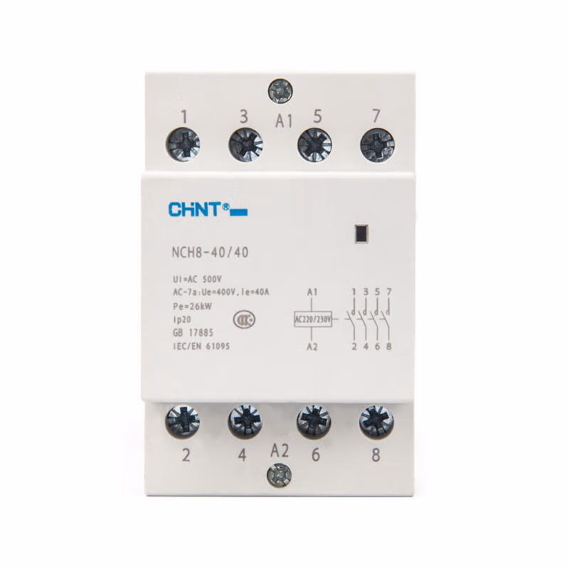正泰家用小型单相交流接触器NCH8-40/40 220V导轨式四常开4P 40A