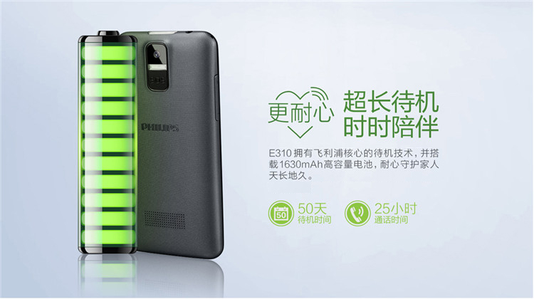 
                                        飞利浦 E310 儒雅灰 移动联通2G老人手机 双卡双待                
