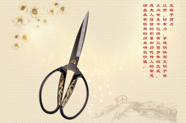 
                                        
                                        王麻子 1号如意龙凤剪刀 家用厨房剪子JG22-1                