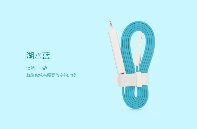 
                                        品胜 小面数据充电线 Micro USB/Lightning接口 二合一手机充电线 0.8米 湖水蓝 适用于苹果 安卓 华为 三星                