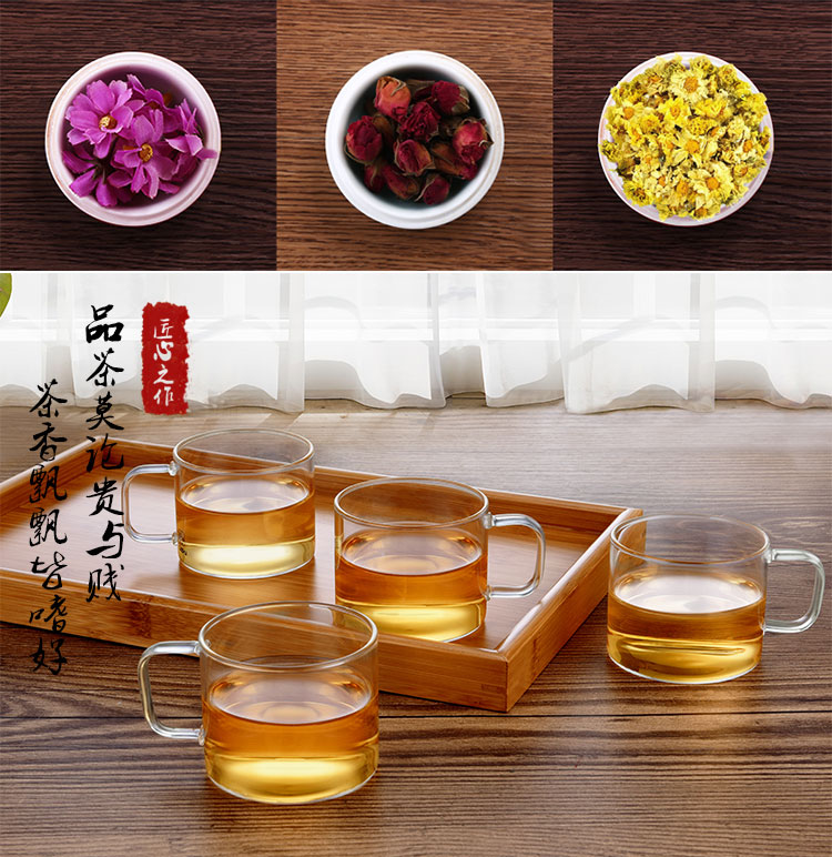 绿珠lvzhu 飘逸杯可拆洗内胆 套装一壶四杯一茶盘700ml居家办公纯手工吹制高硼硅耐热玻璃泡花草茶壶Q731