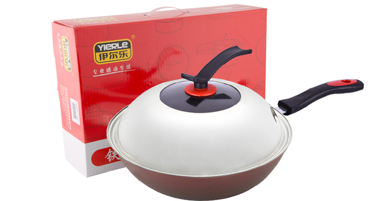 
                                        伊尔乐（YIERLE）炒锅 30CM铁霸王不粘合金炒锅(含可视可立盖)TBW30C2                