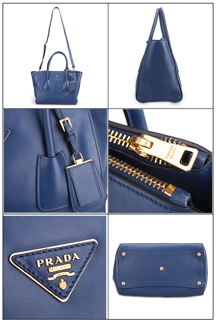 prada 普拉达 女士矢车菊蓝色牛皮手提单肩包 bn2783 2e91 f0016