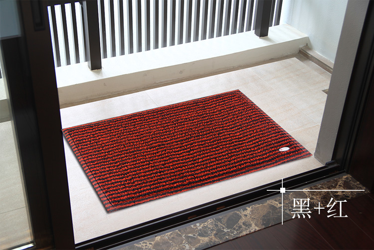 力九和 双色止滑钉底加厚地垫玄关门垫60x90cm红+黑