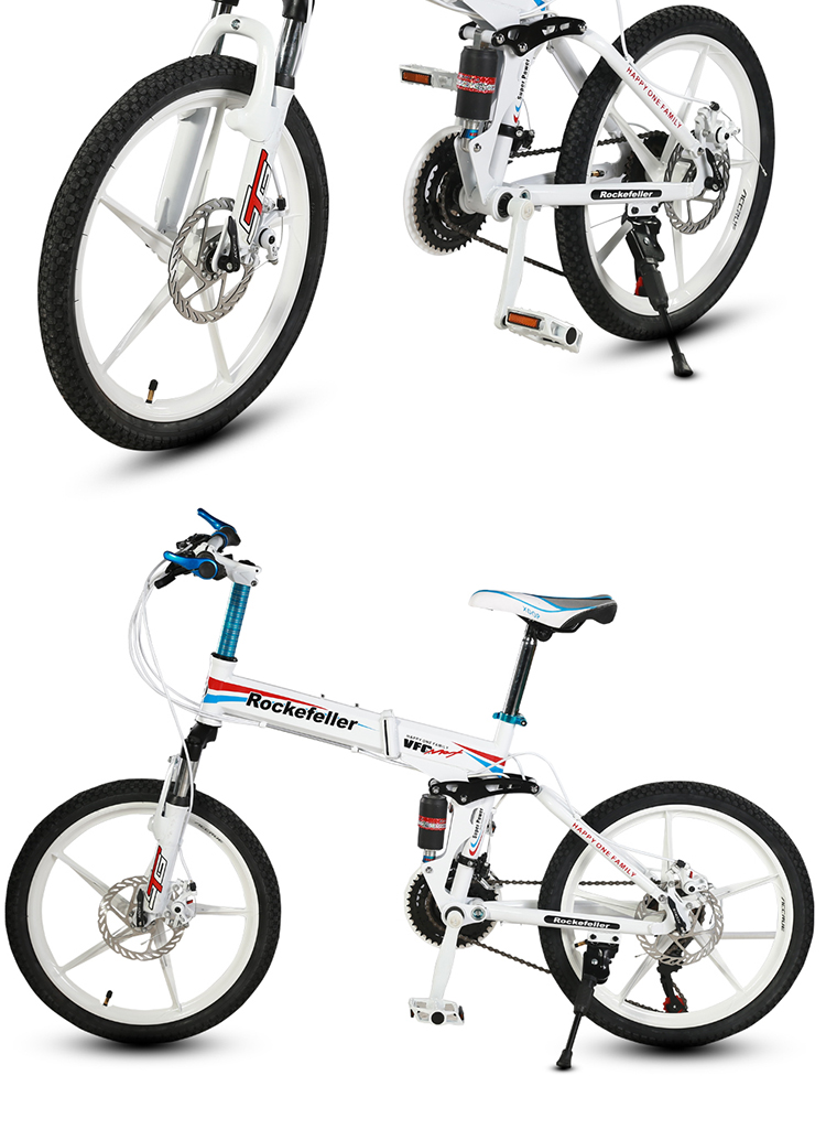 (rockefeller) r200 26寸折叠山地车 禧玛诺21速双碟刹自行车 快拆镁