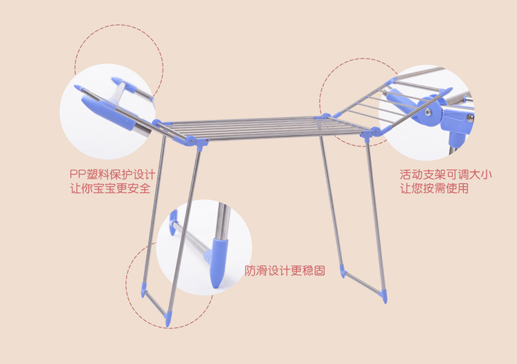 
                                        
                                                            日益新 晾衣架 衣架 欧式不锈钢晾衣架 落地折叠晒衣架 免安装室内阳台户外大尺寸晒被架 RYX-02-022                