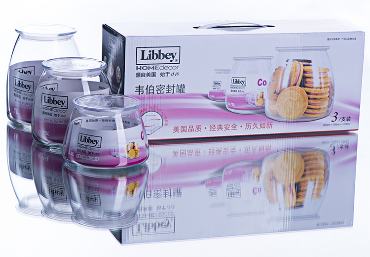 【京东超市】利比Libbey 韦伯储物罐 玻璃罐 密封罐礼盒装三件套 (0.5L+0.75L+1L)