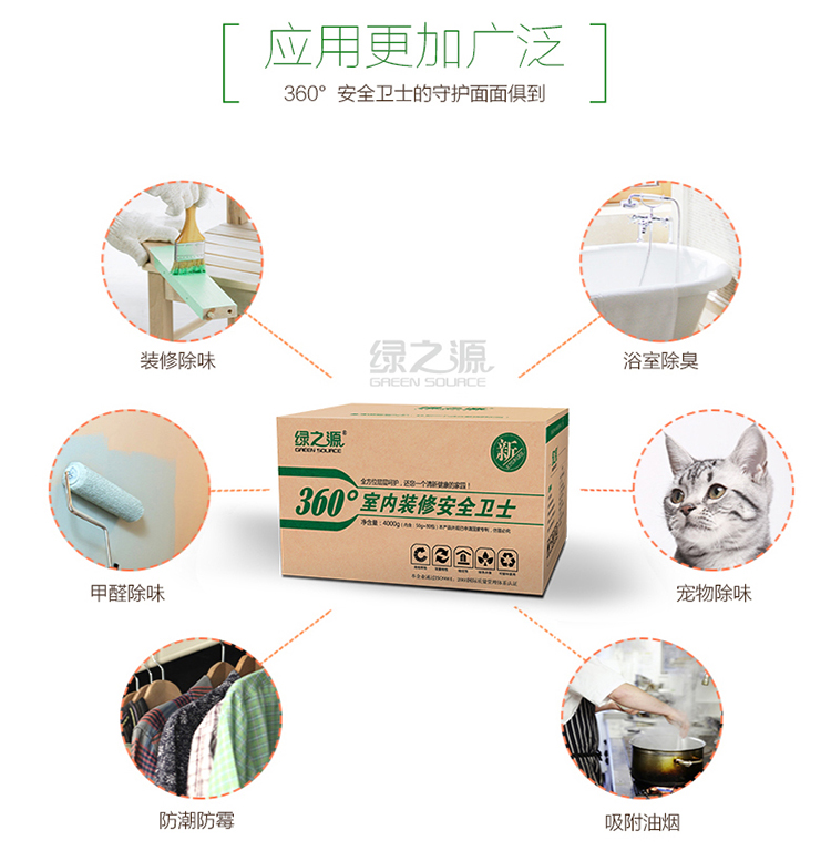 
                                        
                                                            绿之源 4000g360°室内装修安全卫士活性炭包 家居室内吸去除甲醛清除剂新车用去异臭味竹炭包防潮防霉碳包                