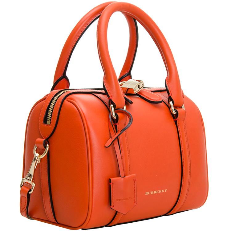 burberry 巴宝莉 女款alchester铜橙色牛皮小号保龄球包 39712501