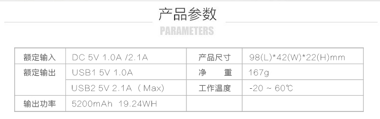飞利浦 5200毫安 移动电源/充电宝 双USB输出 DLP2053 粉色