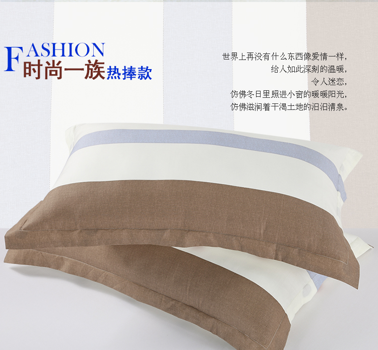 艾薇（AVIVI）全棉枕套40支纯棉斜纹印花枕头套袋1对装 夏日摩卡 48*74cm
