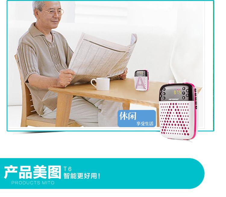 阿波罗(APORO)T6无线 音箱 音响智能迷你扩音器教师导游促销小蜜蜂(天空蓝)