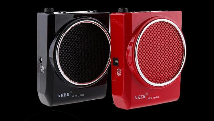 
                                        爱课(AKER)MR200音响LED显示屏FM收音录音便携腰挂喊话器小蜜蜂扩音器(红色)                