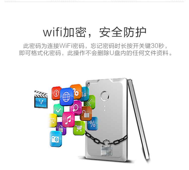 
                                        DM WFD009 32G 苹果手机无线U盘 无线存储器 无线分享器 电脑平板iphone安卓智能WIFI卡片式U盘（白色）                