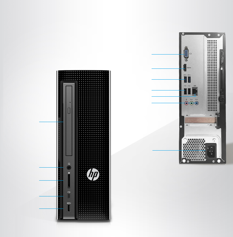 惠普(hp)小歐 270-p056 商用辦公檯式電腦主機(i5-7400 4g 1t 傲騰16g