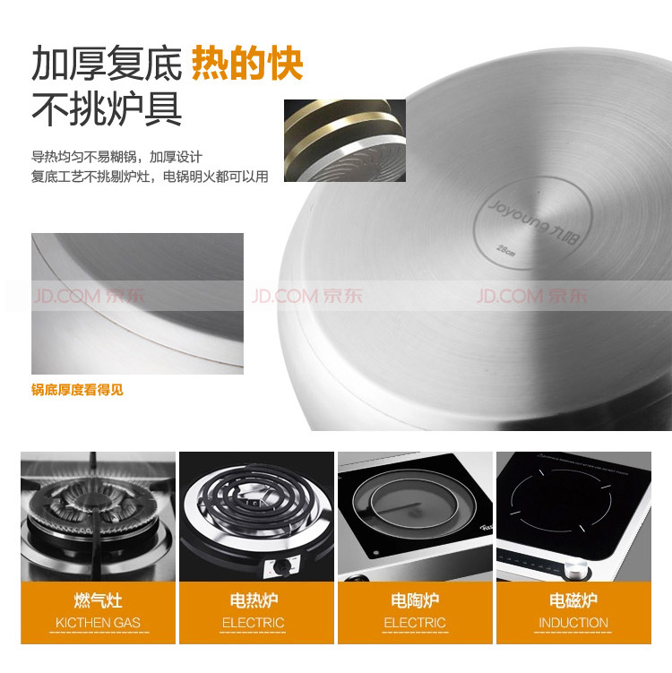 九阳（Joyoung）蒸锅28cm大蒸霸系列高拱锅盖不锈钢锅具三层ZGG2802