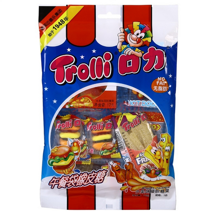 【京东超市】口力(trolli) 水果味 午餐袋橡皮糖 77g(新老包装随机发)