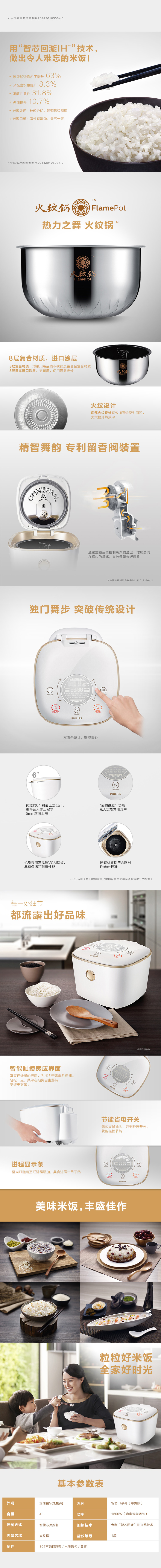 
                                        
                                                            飞利浦（PHILIPS）电饭煲4L智能预约智芯回漩IH电磁加热火纹锅HD4566/00                