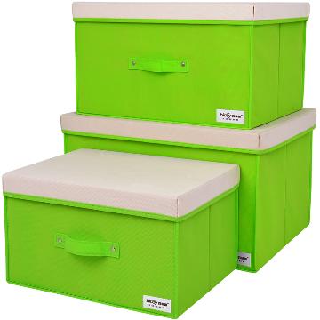 
                                        
                                                            百草园(bicoy)分盖收纳箱整理箱 衣服杂物收纳盒储物箱 28L+40L+60L 3个装 绿色                