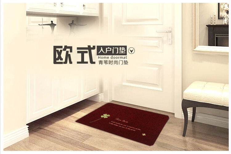 
                                        
                                        青苇 防滑脚垫入户地垫门垫 加厚加密700克 四叶草红色 50*80cm                