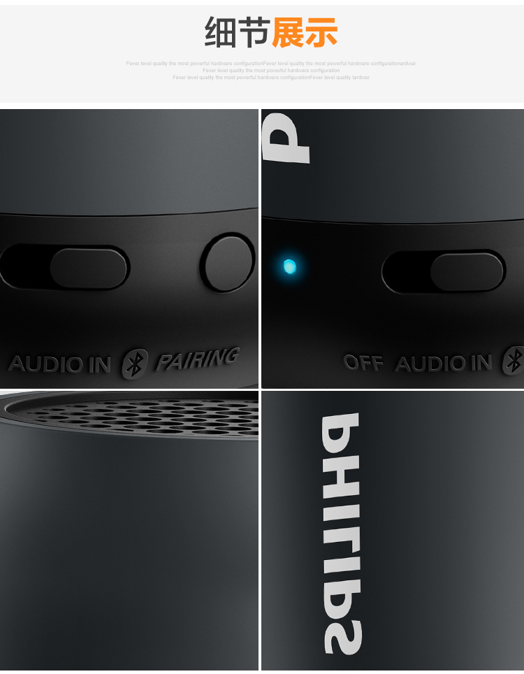 
                                                                                飞利浦（PHILIPS）BT25 无线蓝牙音箱 户外便携音箱 迷你小巧 车载音响电脑音响 蓝色                