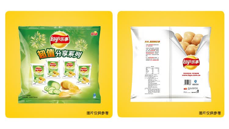 乐事(lays)薯片 清新清爽黄瓜味 超值分享系列(75gx4)