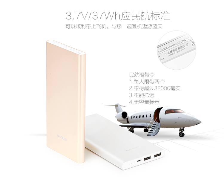 
                                        【品质联盟】 飞毛腿 10000毫安 聚合物 双USB输出 M105 移动电源/充电宝香槟金 充电套装                