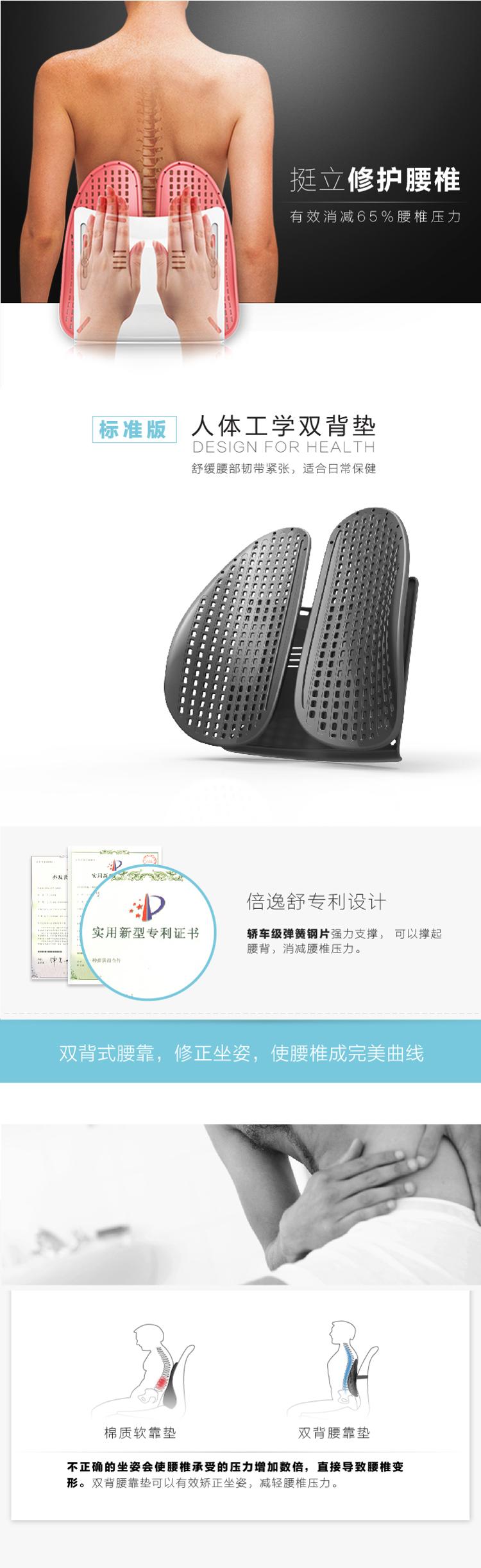 
                                        
                                                                                倍逸舒汽车腰靠头枕车用车座护腰靠垫腰托办公室腰垫颈枕腰部支撑自营                