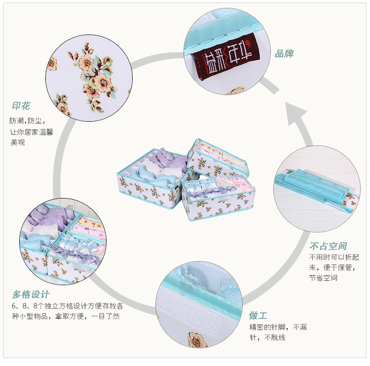 溢彩年华 花香恋可水洗牛津布内衣收纳盒3件套DKG6521