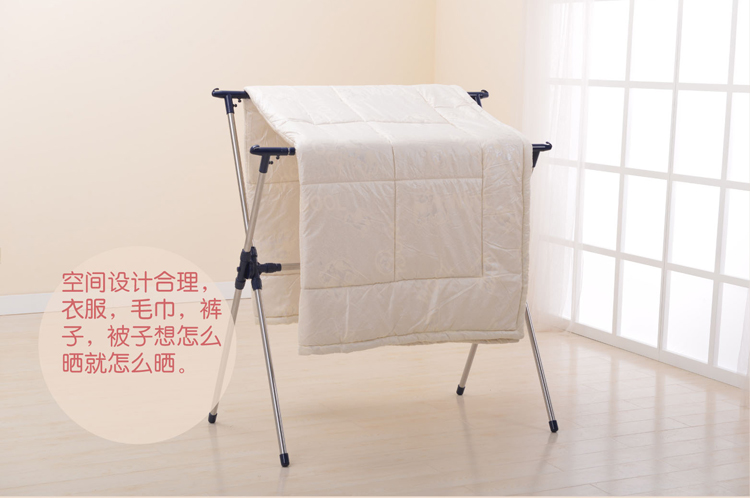 
                                        
                                                            日益新 X型不锈钢落地晾衣架 可折叠收缩伸缩晾衣杆 阳台室内晒衣架 RYX-02-019A                