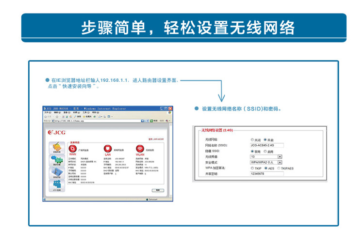 捷稀（JCG）JHR-N835R家用型300M智能wifi有线路由器无线穿墙