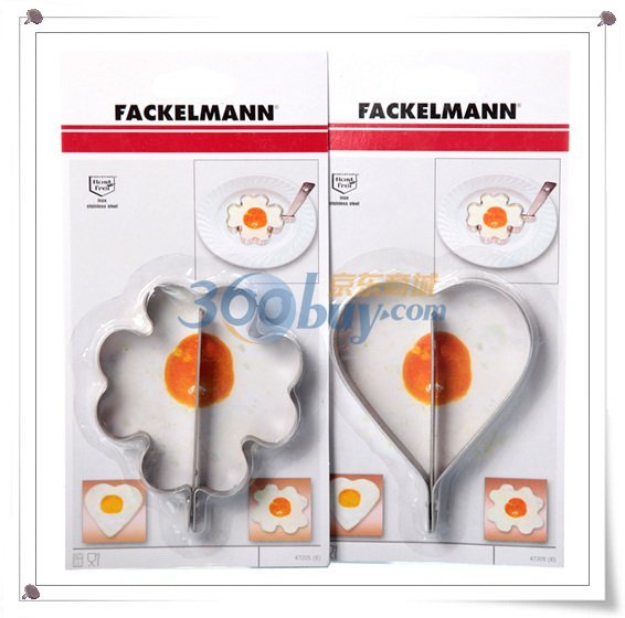 
                                        【京东超市】德国法克曼Fackelmann2件装430不锈钢卡通煎蛋模 爱心型 花朵型 煎蛋器各一个47205.22                